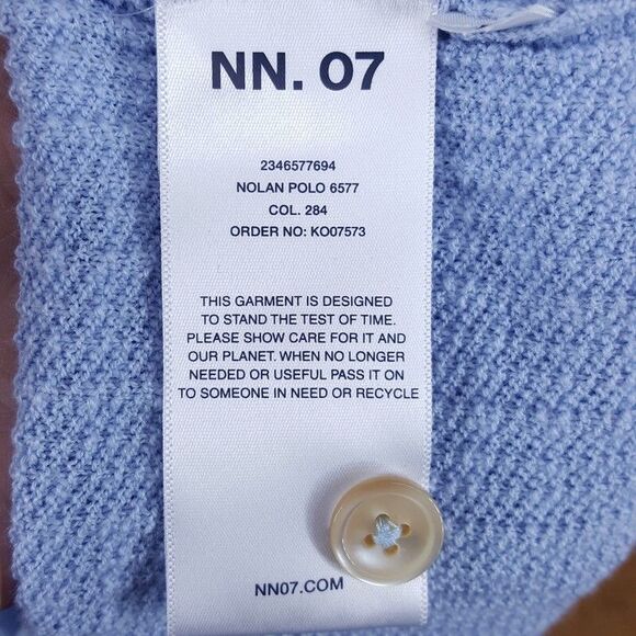 NN07 Polo Shirt Mens Small Blue Button Up Short Sleeve Knit Ribbed NOLAN $255 - Picture 5 of 9